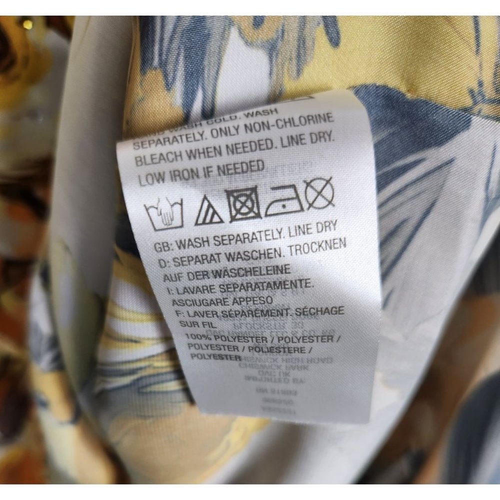 Susan Graver Women's Sz. L Yellow & Grey Floral Poncho V Neck Top - Picture 6 of 8